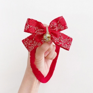 Baby Headband Bow Golden Thread CNY (BHB9655)